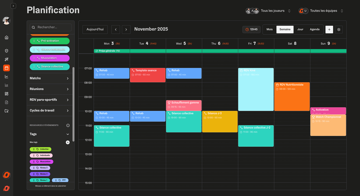 Vue calendrier intuitive