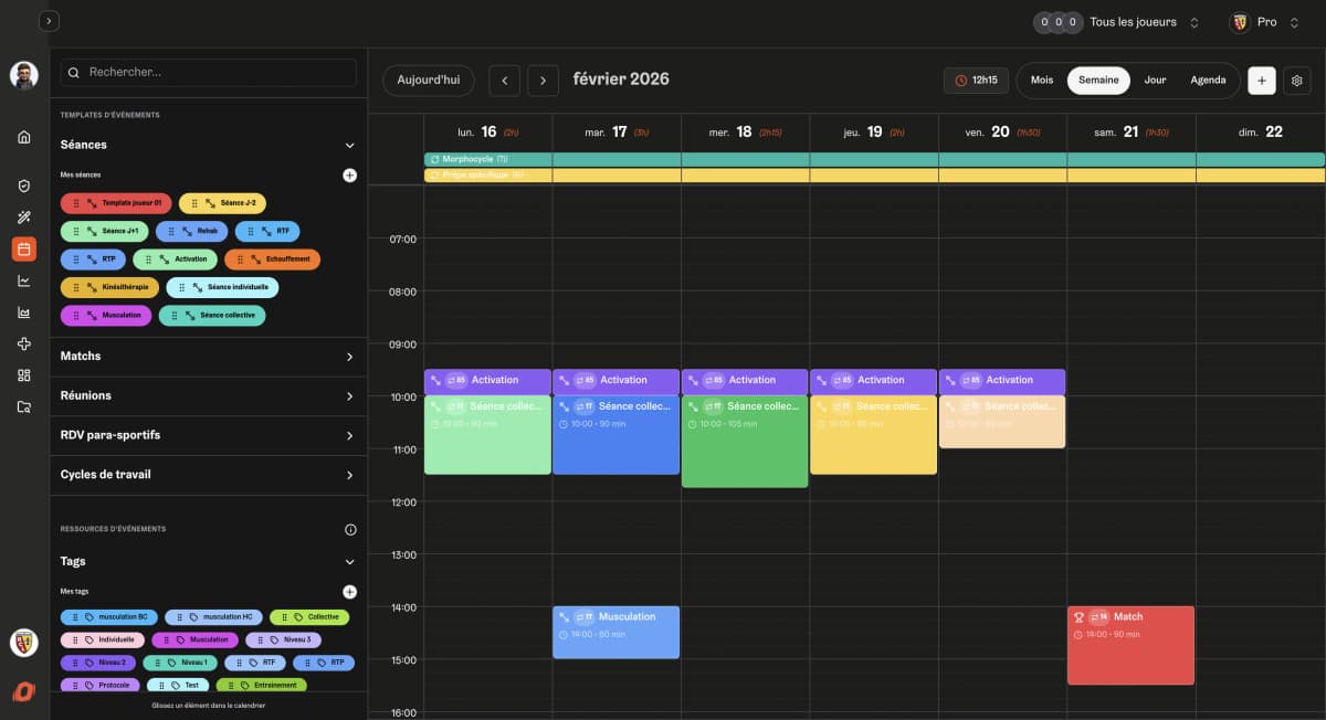 Vue calendrier intuitive