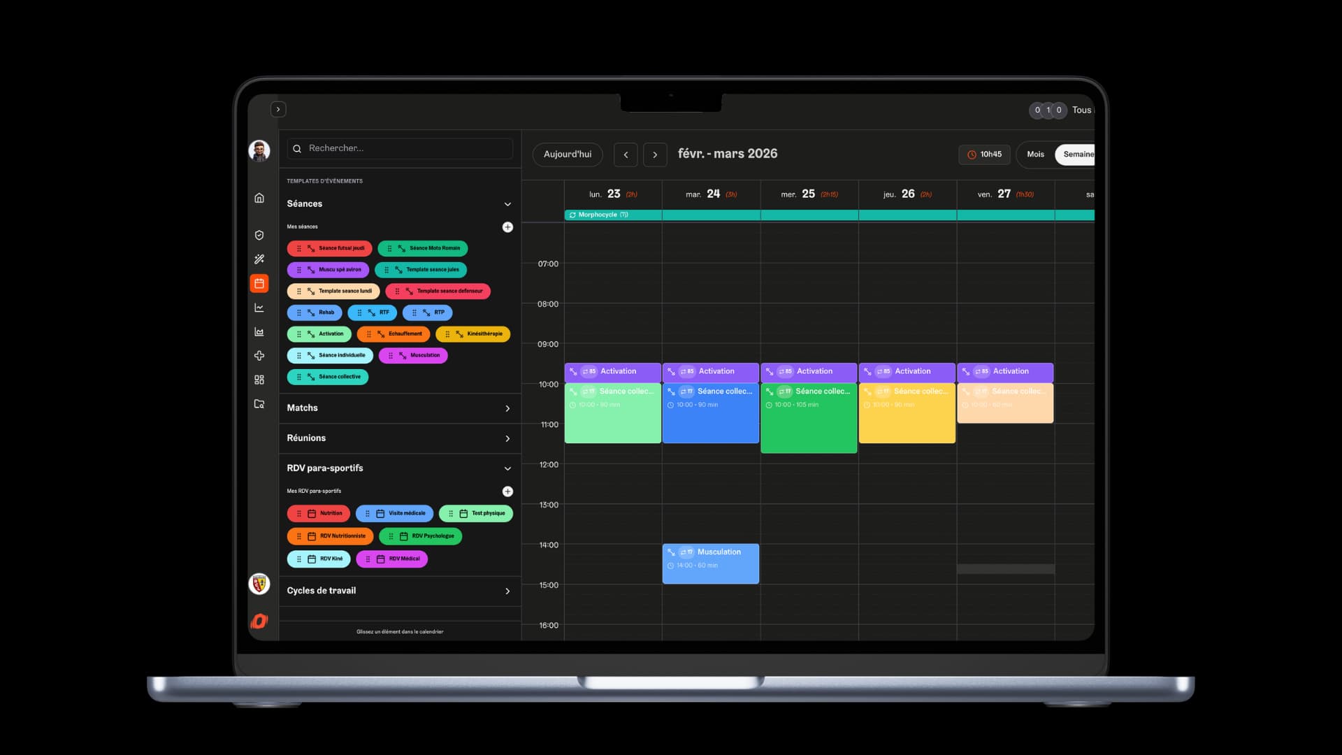 Planification des séances