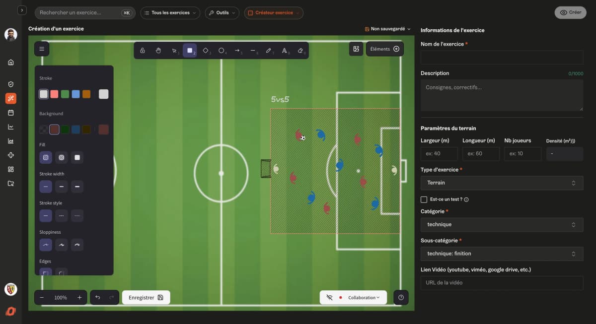 Création d'exercices et de séances